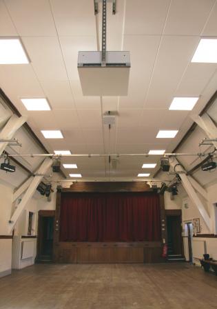 Refit for the Bernard Hall Article Photo - There are 16 new ceiling lights and 96 acoustic panels
