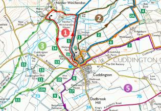 New Cuddington Footpaths Map Published Article Photo - Part of the Footpath Map front