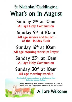 Sundays  at 10.00am in August Article Graphic