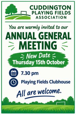 Article Graphic - Cuddington Playing Fields Association AGM – NEW DATE
